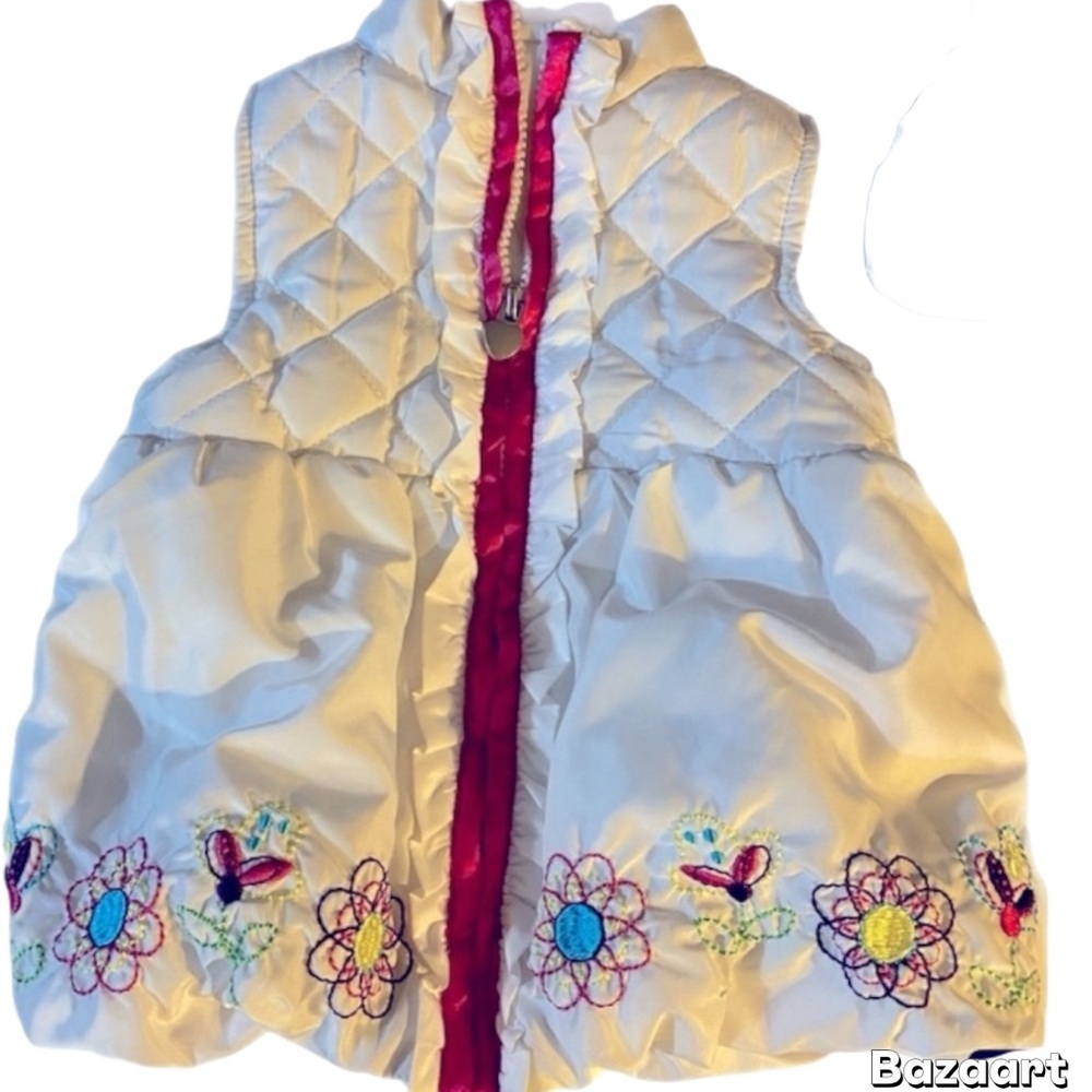 Kids Headquarters Vest, Puffer Vest, Sz 3T, Like new, Floral, Embroidery​​,Girly